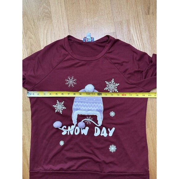 Rocking Around Women’s Snow Day Christmas Sweater Winter Knitted Red Maroon Sz M - Picture 6 of 10